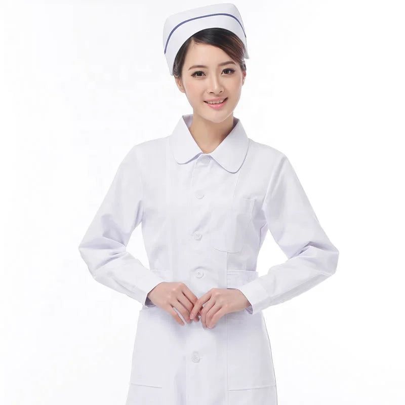 Hospital Wholesale Stretch Women Cotton Elastic Fitted Straight Pants V-neck Hospital Medical Nurse Women Scrub Uniform