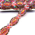 Wholesale Carnival Fancy Design Hot Fix Gemstone Tape Orange AB Resin Rhinestone Trimmings for Garments & Clothings Decorating