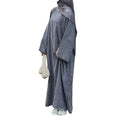 Plain Color Ribbed Thick Corduroy One Piece Autumn Winter Wear Dubai Muslim Women Abaya