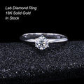 Starsgem Diamond Ring 6 Prongs 18K White Gold 0.5ct 1.0ct Lab Grown Diamond Solitaire Engagement Ring