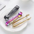 Light Luxury Bar Stainless Steel Small Ice Clip Embossed Pattern Design Metal Barbecue Clip Food Tongs