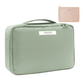 Customizable Medium Size Washable Sage Green Girls square Away Carry on Makeup Kit Bag with Handle