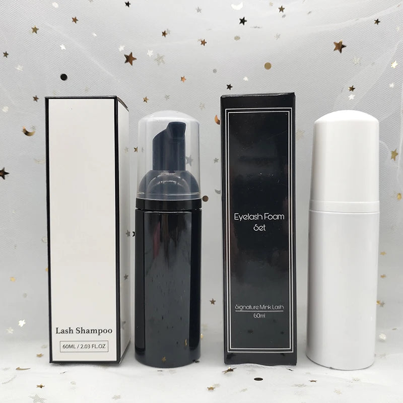 Private Label logo Lash Cleanser Foam Bottle Customized Lash Empty Shampoo Black Bottle Packaging