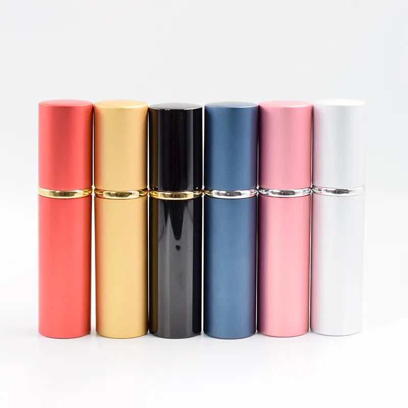 Aluminum Shell Cylinder Spray Bottle Portable Travel Size Mini 10ml Perfume Refill Bottle