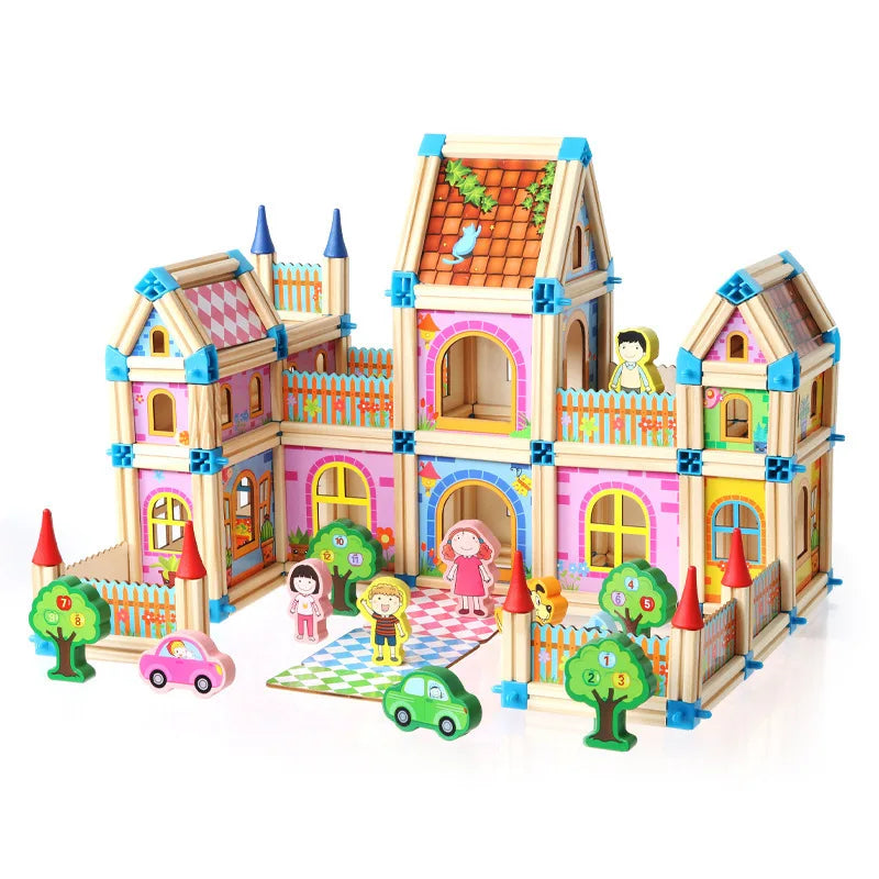 Wooden Architecture Master Building Blocks 20-Piece Children's Early Education Construction Toy Game Modern Buildings Splicing