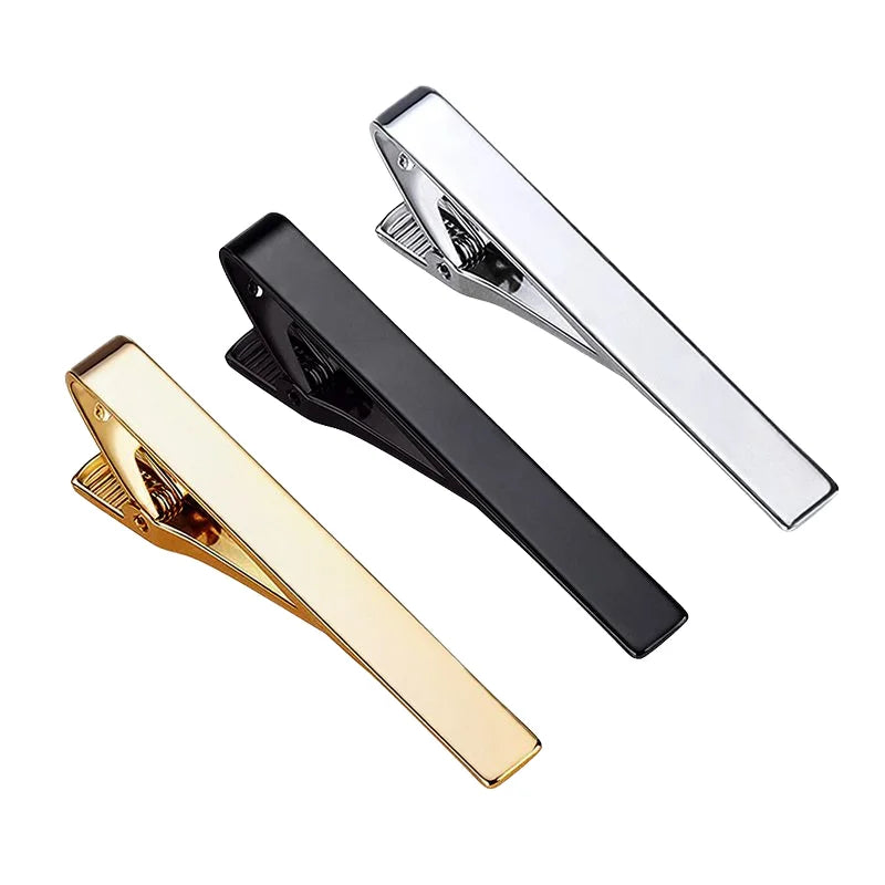 High Quality Brass Tie Clip for Men Tie Bar Accessory Groomsman Plain Clip for Wedding Gift Cufflink and Tie Clip Set Business