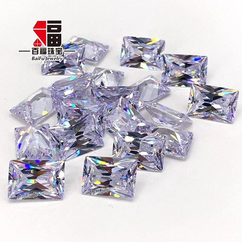 Baifu Jewelry Loose Gemstone Machine Cut White Baguette Cubic Zirconia for Jewelry