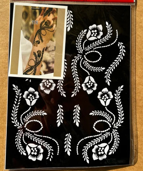 Arabic Omani Mandala Ramadan Bridal Mehndi Totem Flower Body Art Decorative Henna Stencils Temporary Paper Design for Painting