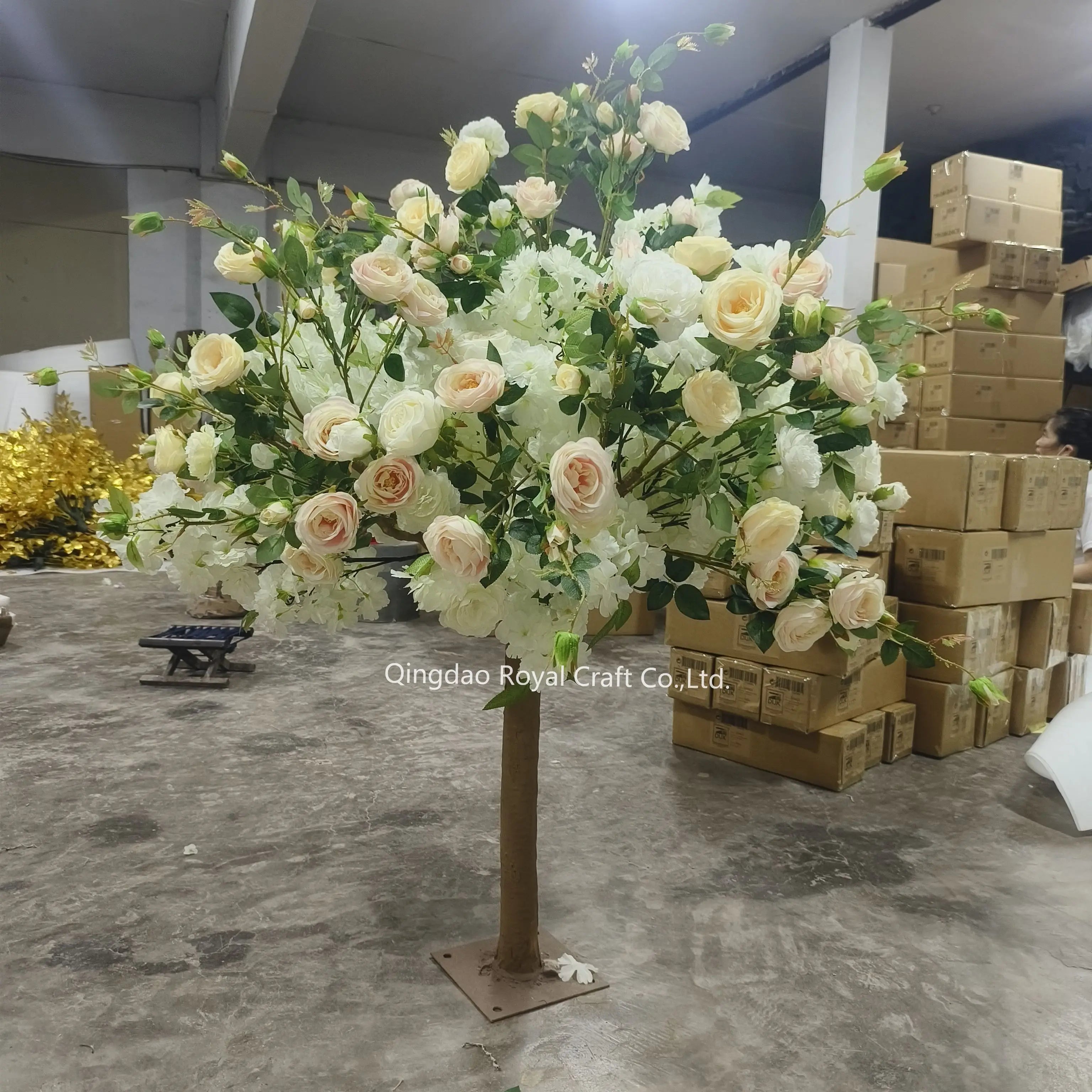 Royal Customized Size Sakura Table Small Big Artificial Plant Red White Pink Cherry Blossom Tree Wedding Decor Indoor Outdoor