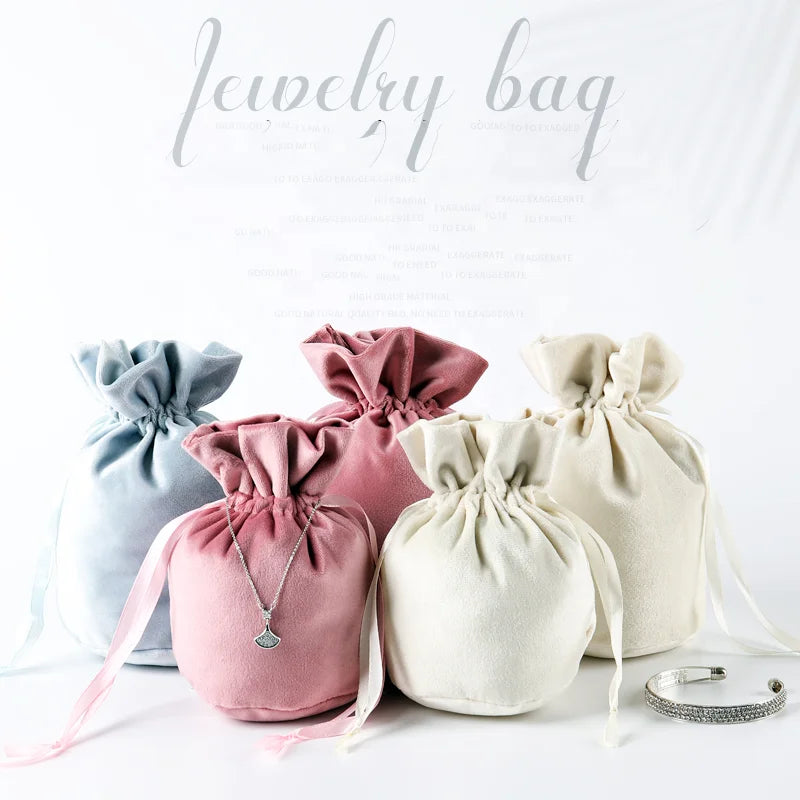 Colorful Velvet Pouch With Round Bottom Drawstring Perfume Bags