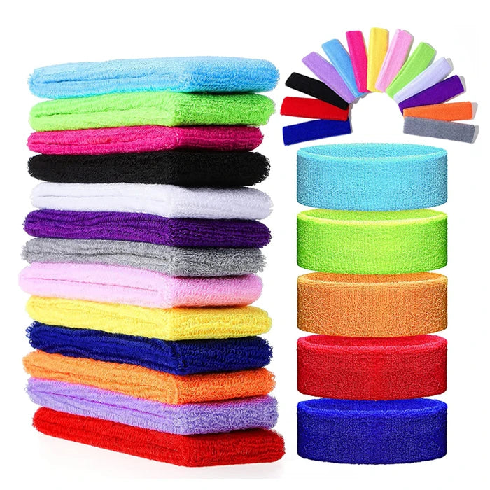 Terry Cloth Dry Breathable Soft Heavyweight Athletic Sweatband Headband Wristband for Outdoor Sports