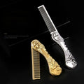 Portable Skull Design Metal Beard Folding Comb Electroplated Gold Beard Shaping Tool Oil Hair Flip Comb for Men Grooming Use