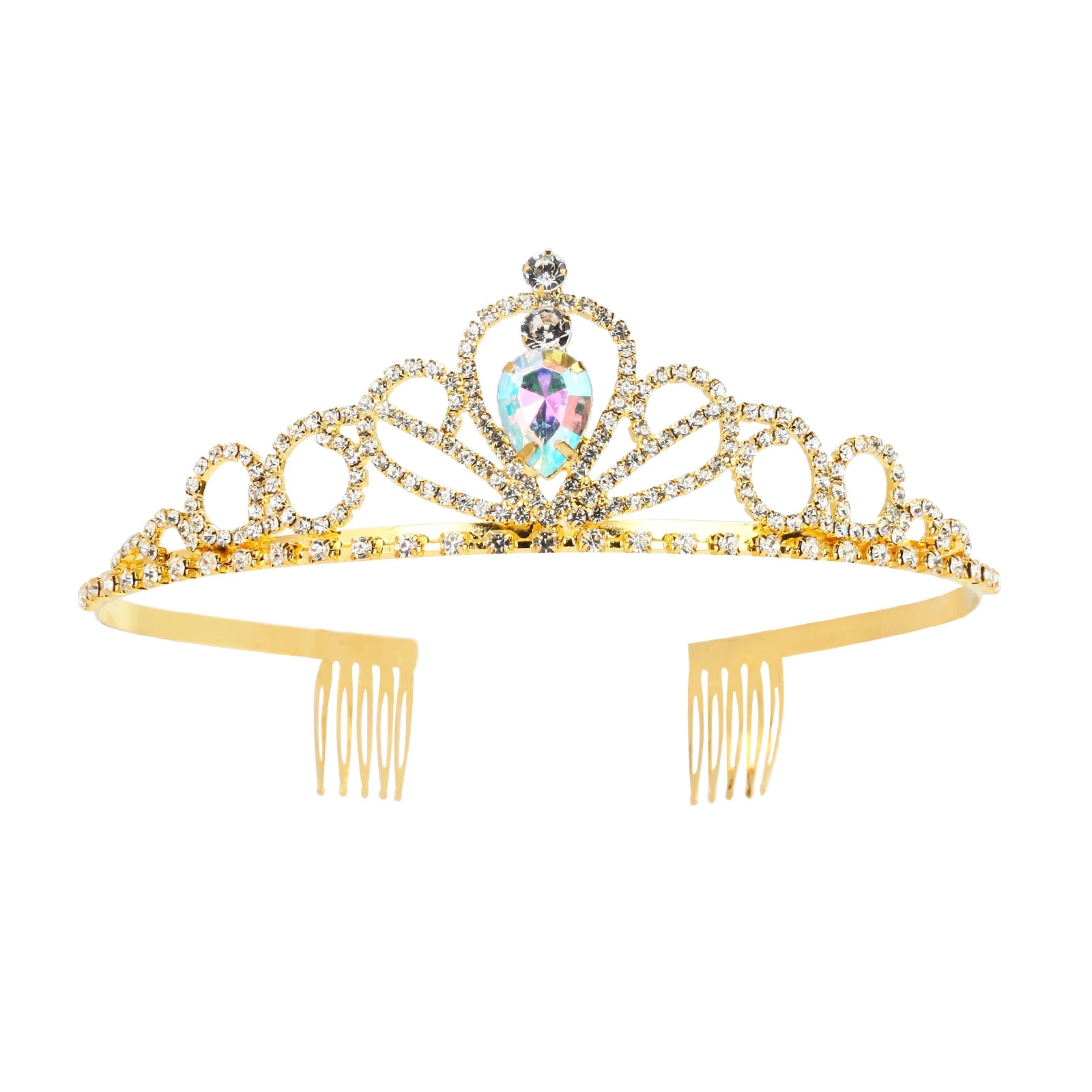 Wholesale Gold Plated Crown Headband Tiara Party Children's Girl Crystal Rhinestones