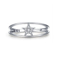 Fashion Women Double Layers 925 Sterling Silver CZ Diamond Star Shape Rings