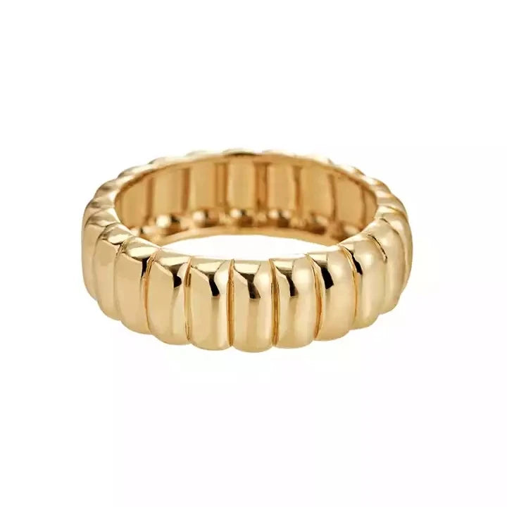SC Minimalist Jewelry 316L Stainless Steel Wide Twist Rings Round Spring Shiny Rings 18K Gold Plated Bread Croissant Rings