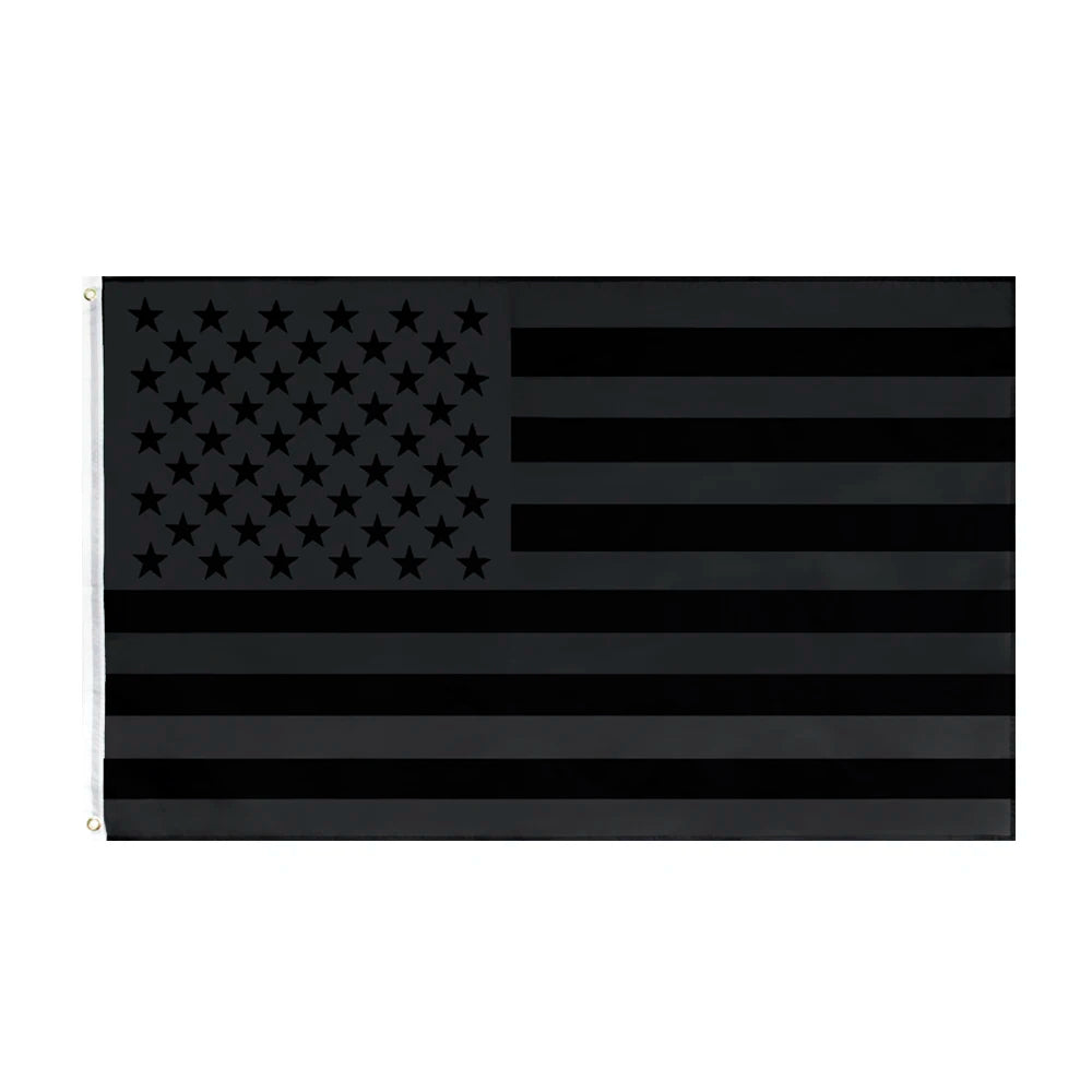 Ready to Ship 3x5Fts Grey All Black American US Flag Polyester EN-71 Certified