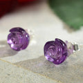 Women Natural Citrine Amethyst Crystal Rose Flower Fashion Jewelry Healing Crystal Earrings
