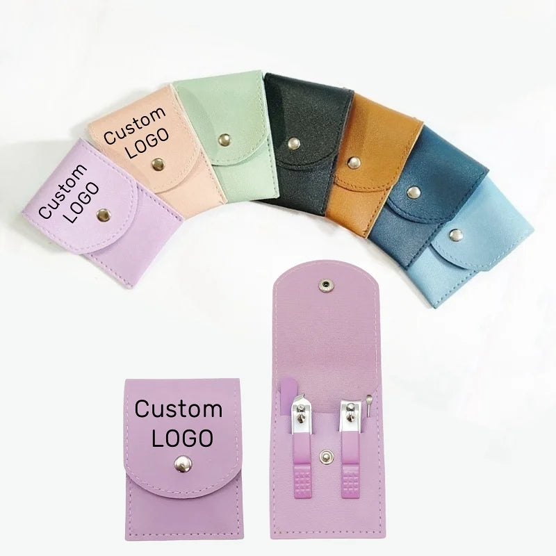 Wholesale Custom Mini 4PCS Nail Clipper With PU Bag Stainless Steel Nail Scissors Set Travel Essential Manicure Kit