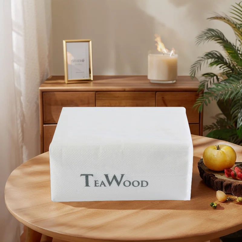 Customizable 2-Ply White Wood Pulp Napkins Natural Dinner Tissue Paper in OEM Bag Style Available for Customization