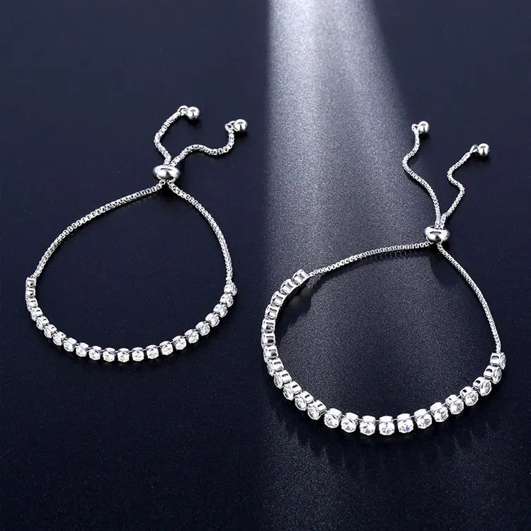 Hot Selling Adjustable Silver Tennis Chain Bracelet 2023 Fashion 3mm 4mm Round Clear CZ Stone Zircon Bracelets Bangles Women