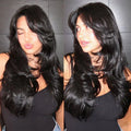Wholesale 7x6 Pre-Cut Human Hair Lace Wavy Layer Wig Glueless Transparent Lace Curtain Bangs for Black Women Virgin Remy Hair