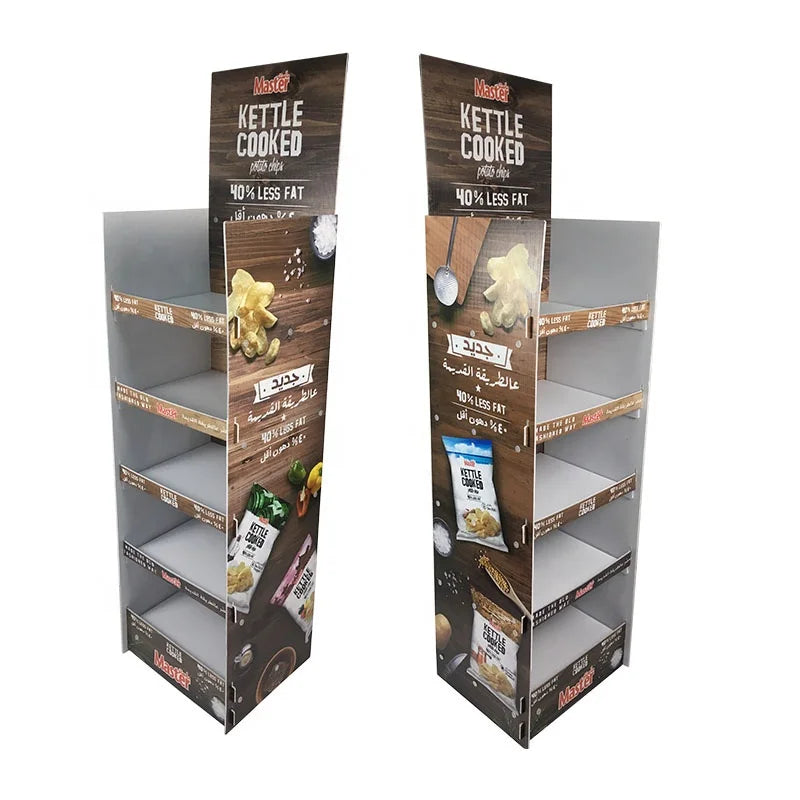 Modern Retail Supermarket Portable Foldable Corrugated Plastic Display Rack Coroplast Corrugated Box Stand Plastic Chips