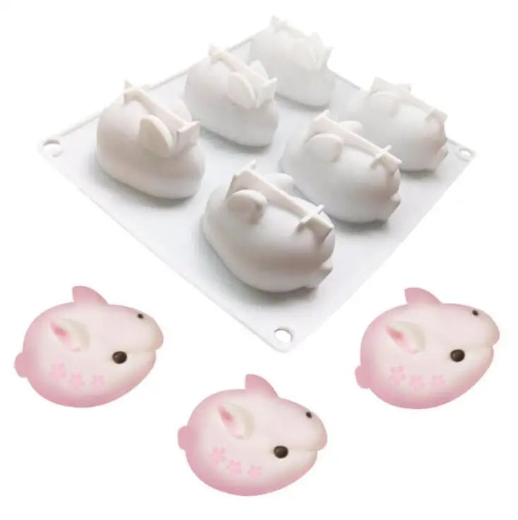 HY Small Size 3D Rabbit Silicone Mousse Molds Easter Bunny Cake Baking Mold
