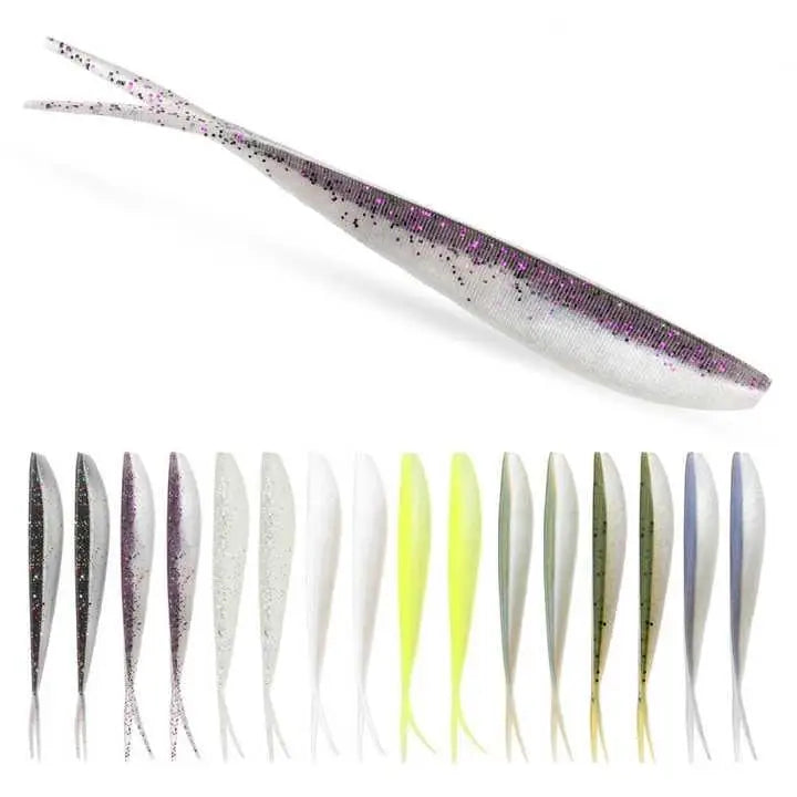 OEM 2\" 3\" 4\" Fishing Soft Bait Forked Tail Double Lacquer Color Silicone Fish Bait PVC Material for River Fishing 10pcs/bag