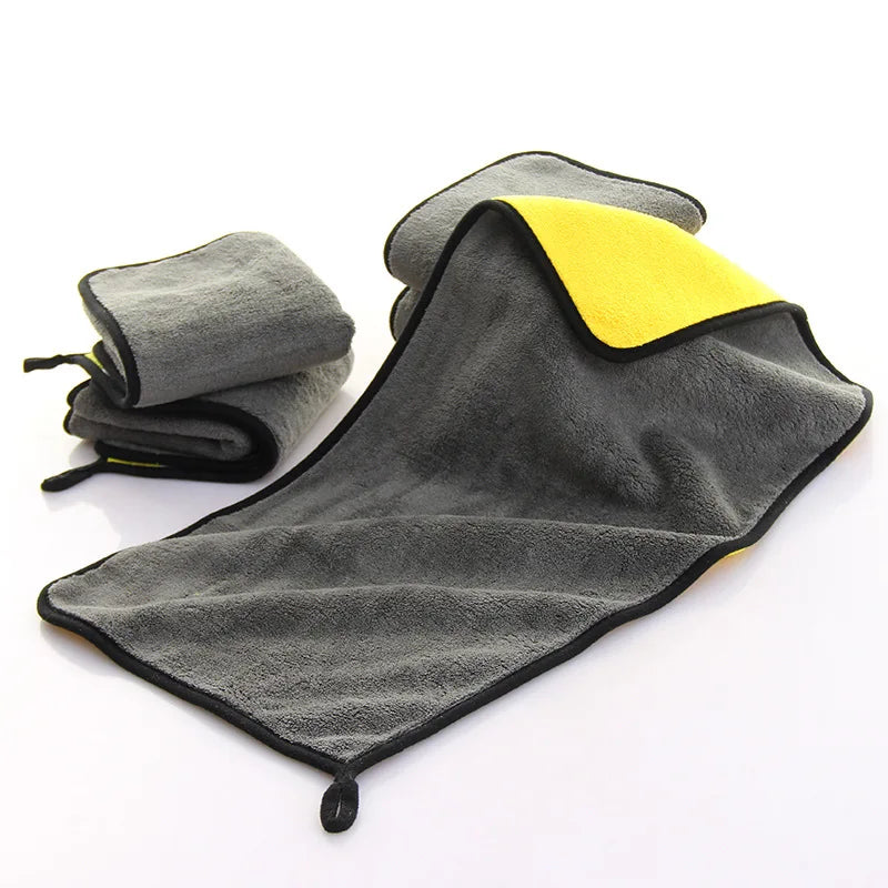 Wholesale Microfiber Solid Color Double-sided Coral Microfiber Quickly Dry Strong Absorb Water Car Washing Towel