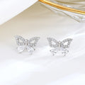 Delicate 925 Sterling Silver butterfly Stud Earrings Women Full Cz Diamond butterfly Earrings