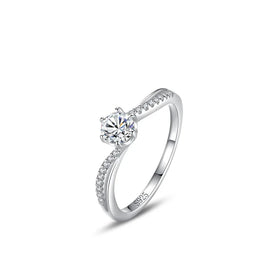 Elegant Trendy Rhodium Plated Pure Silver Cubic Zircon Ladies Wedding Ring Sets for Women Party