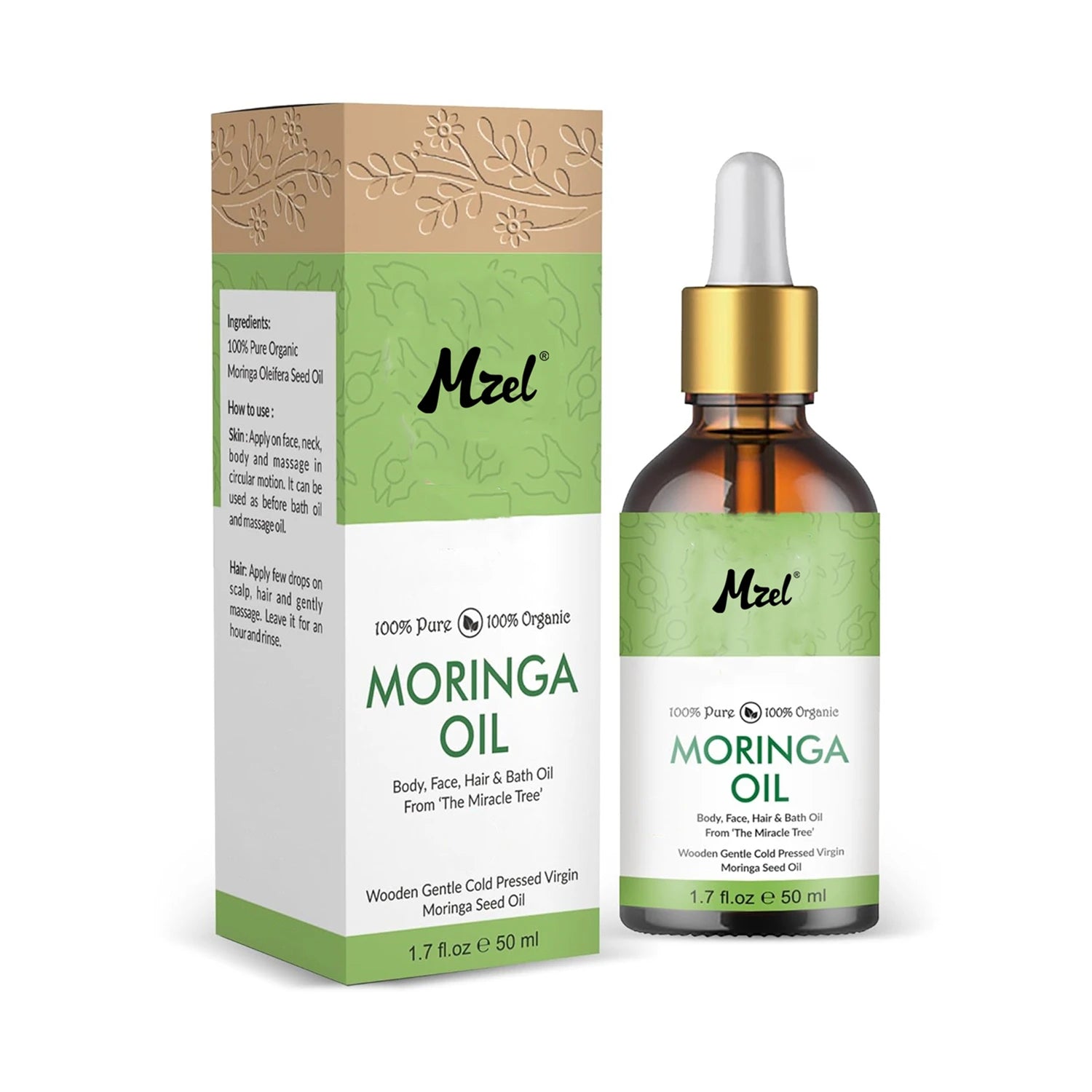 Pure Cold Pressed Moringa Seed Oil Natural Virgin Moringa Oleifera Oil for Skin Body Hair Scalp Care & Nails