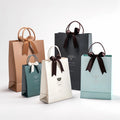 Luxury Ribbon Handle Shopping Bag Clothing Packaging Customized Printed Euro Tote Paper Gift Bags with logo