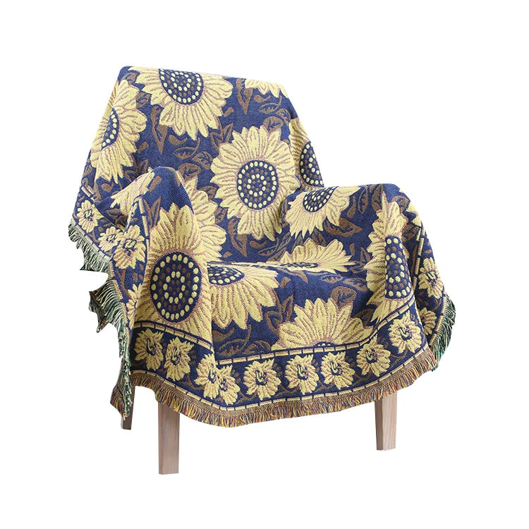Dulcis Hot Sale Custom Design Eco-Friendly Realistic Style Fashion Boho Cotton Tassel Tapestry Woven All-Season Folded Blanket