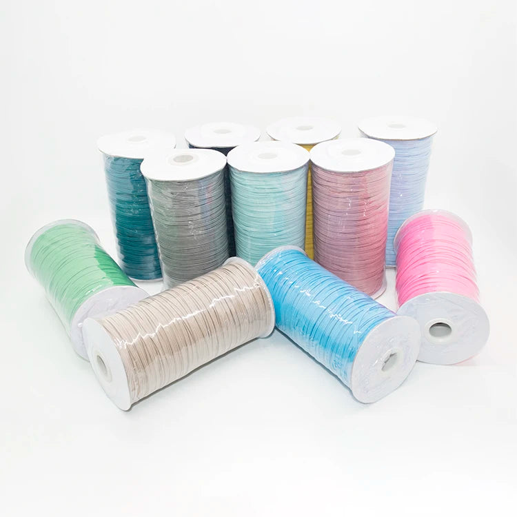 Wholesale in Stock Colorful Braided Elastic Band 3mm Elastic Cord 1/8'' Elastic for Garment Shoes Bags