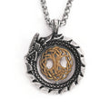 Stainless Steel Mens Norse Jewelry World Snake Curcled Rotating Tree of Life Viking Necklace