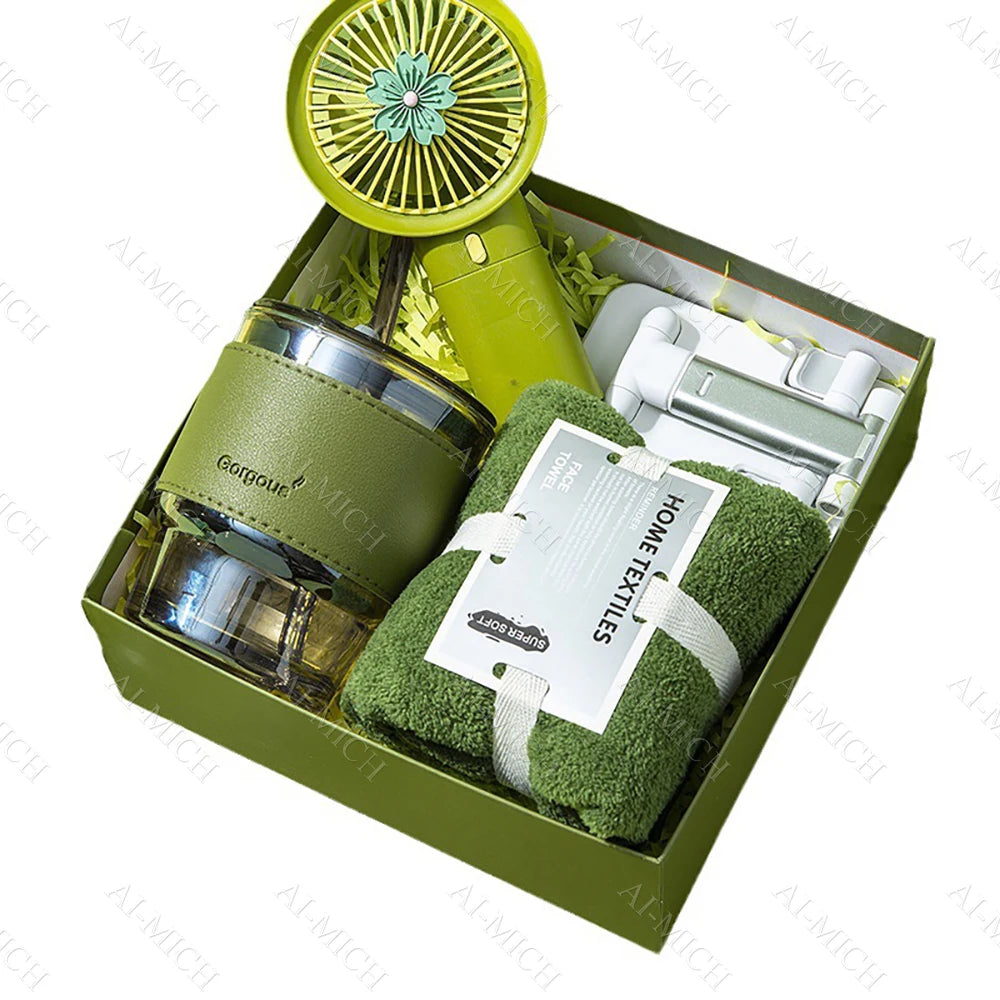 AI-MICH 2024 Thanksgiving Custom Notebook Towel Fan Water Bottle Gift Set Newest Design Luxury Freely Combined Gift Set
