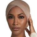 New Design Stretchy Cotton Jersey Hijab Underscarf With Earhole Instant Hijab Hats Innercaps Double Two Crisscross Cotton Tube