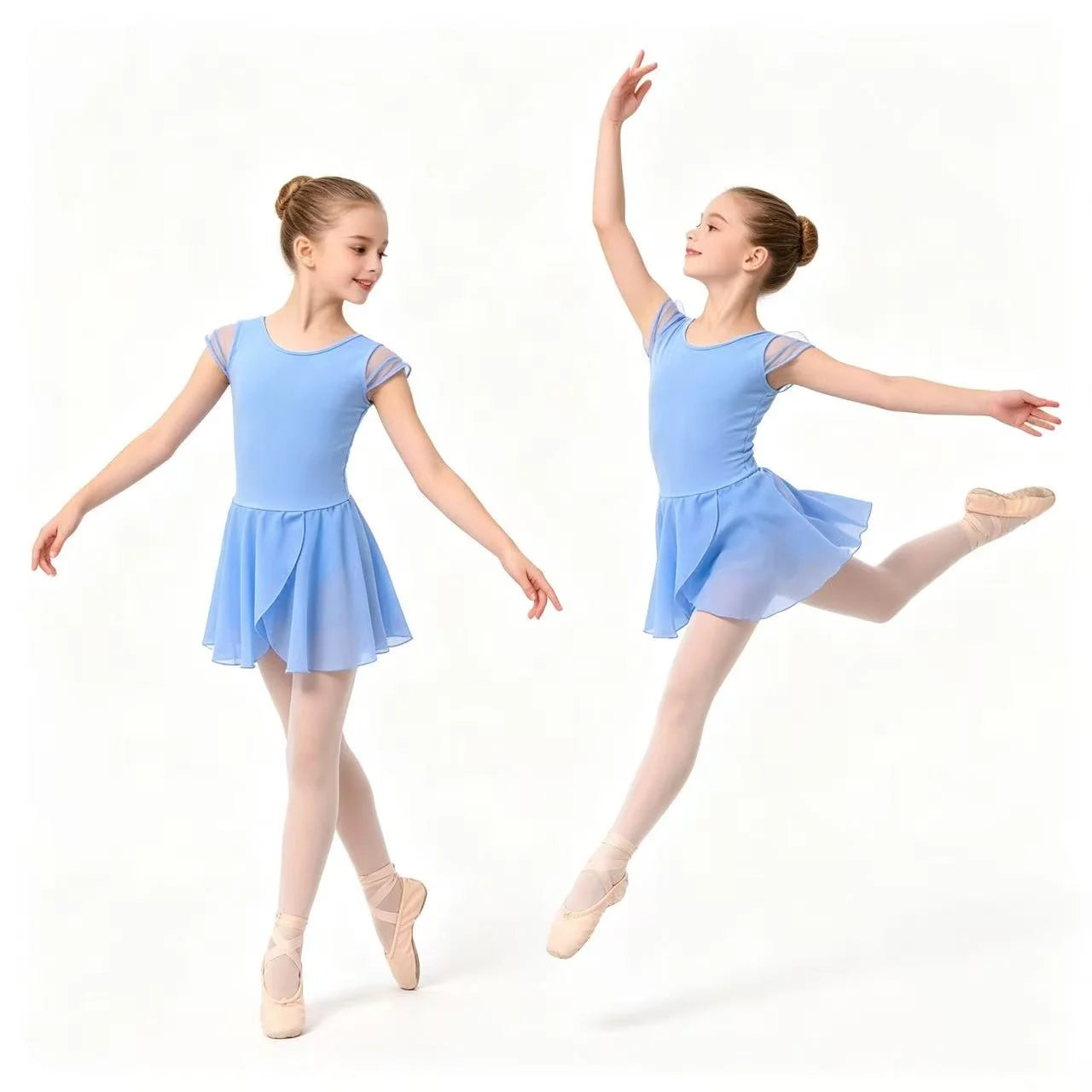 Toddler Girls Chiffon Ballet Dress Soft Cotton Strap Wrap Dance Skirt Sheer Short Practice Ballerinas Skirt for Gymnastics