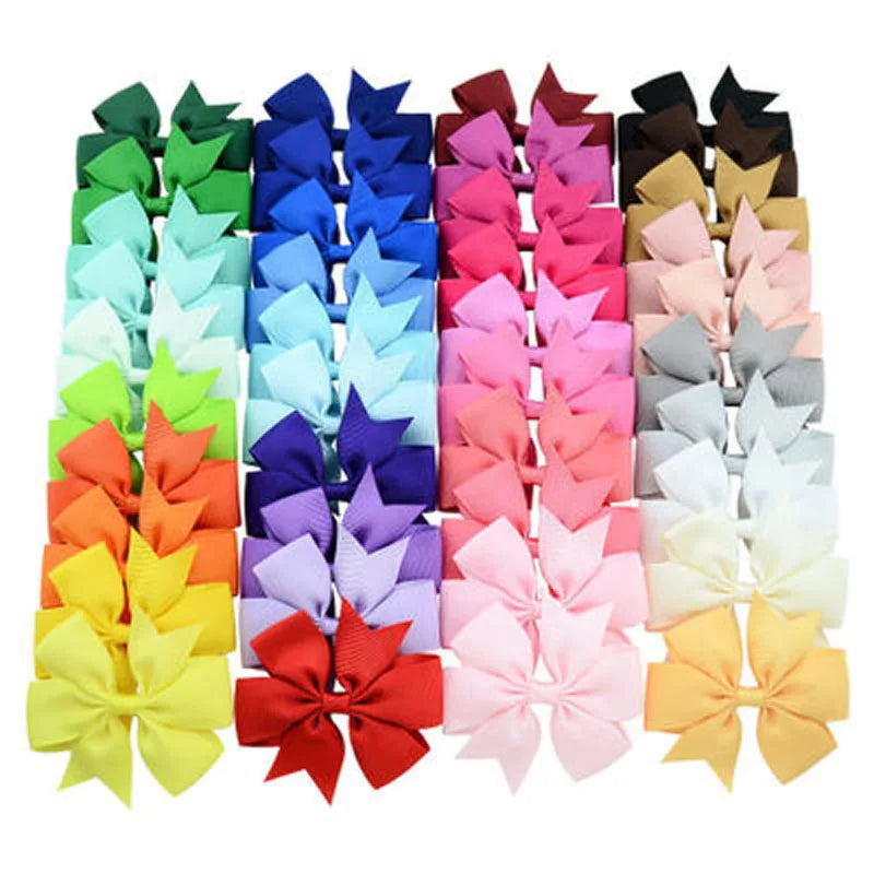40 Colors Baby Girls Clips Grosgrain Boutique Solid Color Ribbon Mini Hair Bows Clips for Baby Girls Teens Infants Kids Children