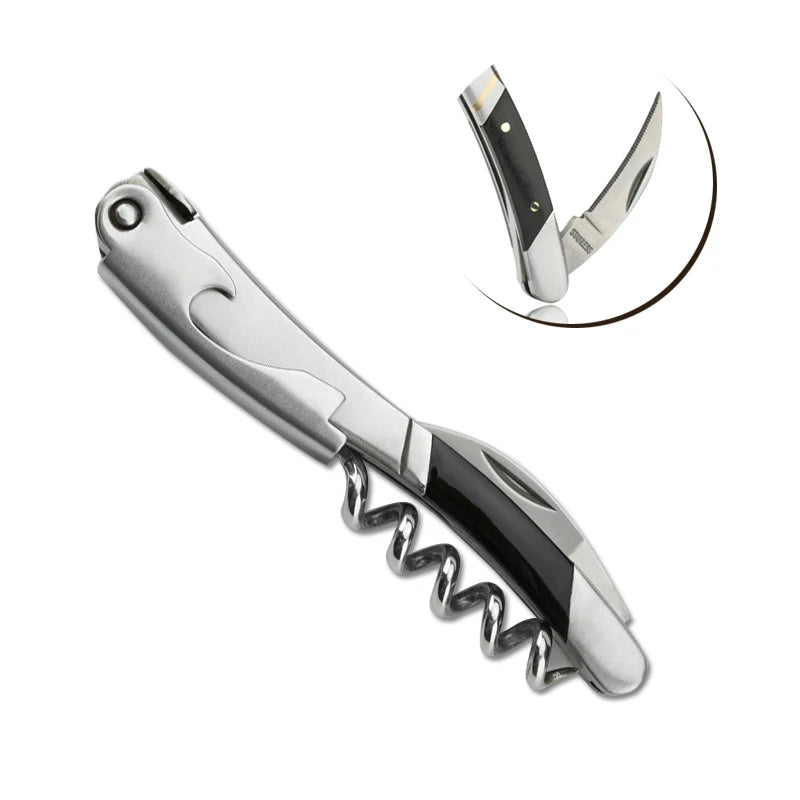 Laguiole Customizable Logo Manual Flat Metal Wine Opener Foil Cutter Stainless Steel Ebony Copper Handle Eco-Friendly Dishwasher