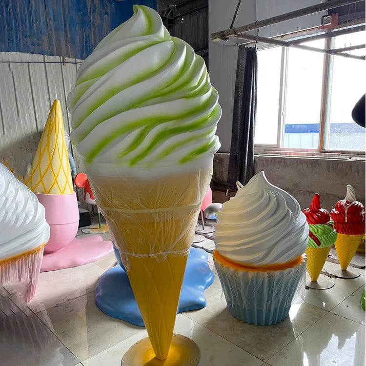 3ft Cupcake Ice Cream Statue/ Large Resin Ice Cream Props/ Foam Cupcake Giant Ice Cream Cone
