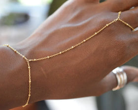 J&D Jewelry Dainty 18K Gold Plated Bracelet Stainless Steel Bead Chain Ring Bracelet for Women Gift