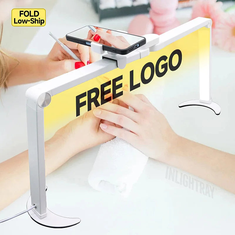 2025 New Free Custom Brand LOGO Foldable Portable UV Nail Lamp Beautician LED Half Moon Desk Lamp Eyelash Lamp Wholesale OEM