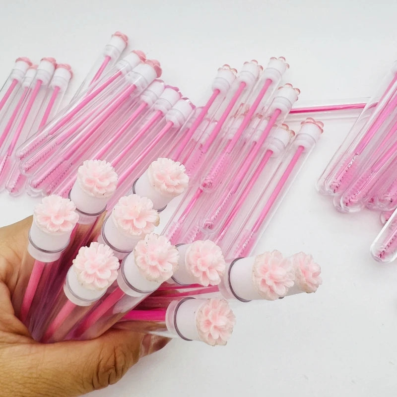 New Reusable Eyelash Brush Tube Mascara Brush with Drill Portable Eyelash Extension Disposable Tube Crystal Rod Eyelash Brush