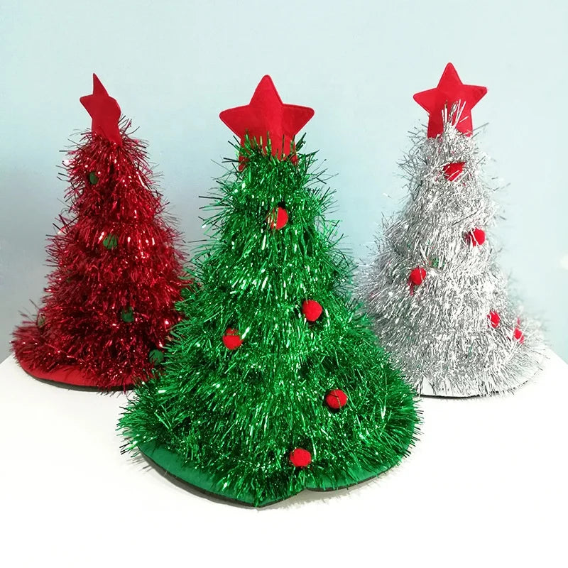 Christmas Products Green Straw Hats Party Decorations Christmas Tree LED Hats Christmas Party Decorations