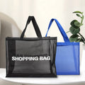 Custom Logo Transparent Nylon Mesh Hand-held Shopping Bag Summer Vacation Travel Storage Portable Outdoor Mesh Beach Handbag