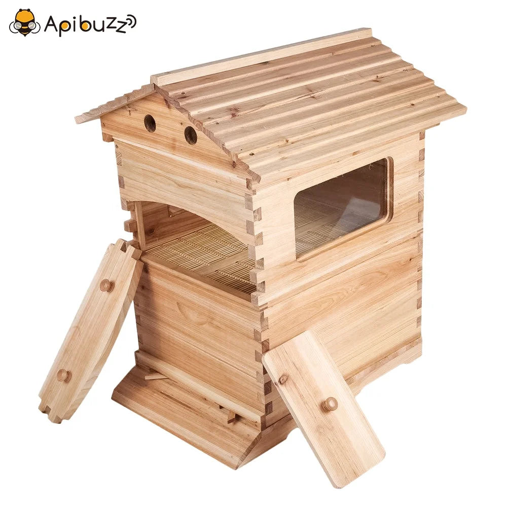 Chinese Wax-Coated Cedar Wood Automatic Selfflowing Honey Hive for Bees Apiculture Beekeeping Equipment Tool Beehive Apicultura