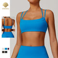 CNSHELL Custom Logo Brushed Beautiful Back Halter Thin Shoulder Strap Square Neck Yoga Workout Gym Fitness Sports Tank Top