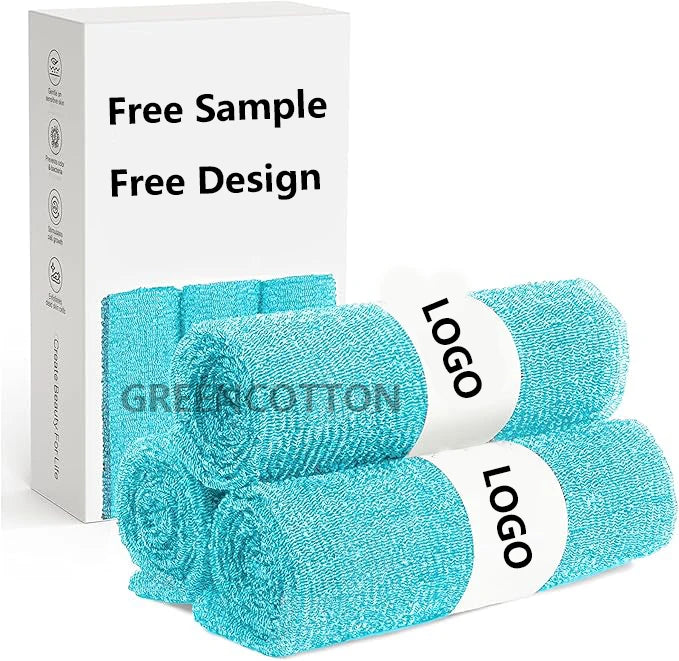 Custom Logo Nylon Bath Towel Exfoliating Shower Towel Gentle Back Exfoliating Towel for Body Exfoliation and Face Cleaning